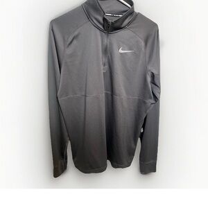Nike Men's Running Gray Dri-fit Quarter Zip, Large